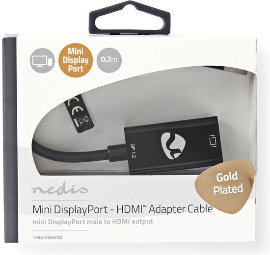Nedis Mini DisplayPort-Kabel - DisplayPort 1.2 - Mini-DisplayPort Male - HDMI Output - 21.6 Gbps - Verguld - 0.20 m - Rond - PVC - Antraciet - Window Box - afbeelding 4