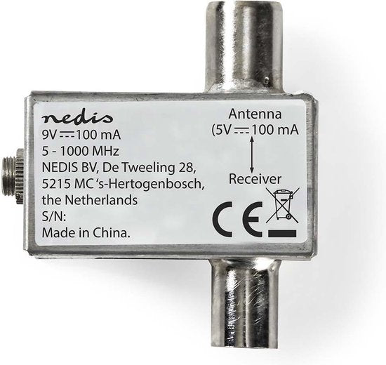 Nedis Power-Inserter voor CATV - 5-1000 MHz - Tussenschakeldemping: -2 dB - 75 Ohm - Zink - Zilver - afbeelding 2