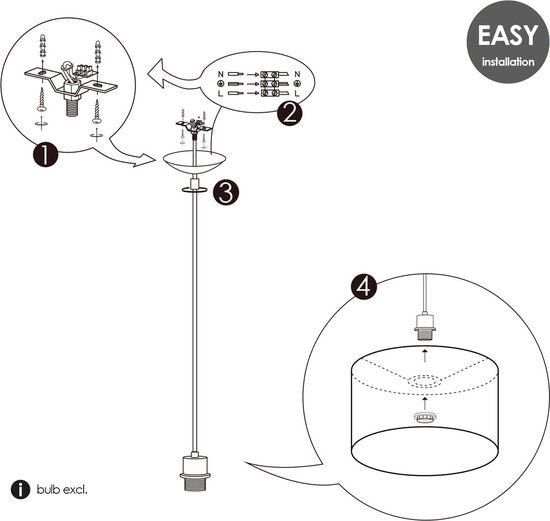Home Sweet Home - Moderne verlichtingspendel Basic voor lampenkap - Geborsteld staal - 11/11/250cm - hanglamp gemaakt van Metaal - geschikt voor - afbeelding 7