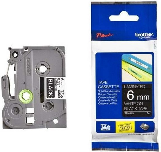 Laminated Tape Brother TZE315 Black Grey - afbeelding 1