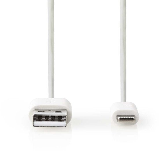 Nedis Lightning Kabel - USB 2.0 - Apple Lightning 8-Pins - USB-A Male - 480 Mbps - Verguld - 1.00 m - Rond - PVC - Grijs / Wit - Doos - afbeelding 2