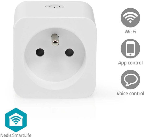 Nedis SmartLife Slimme Stekker - Wi-Fi - IP21 - Energiemeter - 3680 W - France / Type-E (CEE 7/6) - 0 - 55 °C - Android / IOS - Wit - 1 Stuks - afbeelding 1