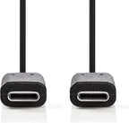 Nedis USB-Kabel - USB 3.2 Gen 1 - USB-C Male - USB-C Male - 60 W - 4K@60Hz - 5 Gbps - Vernikkeld - 1.00 m - Rond - PVC - Zwart - Doos - afbeelding 3