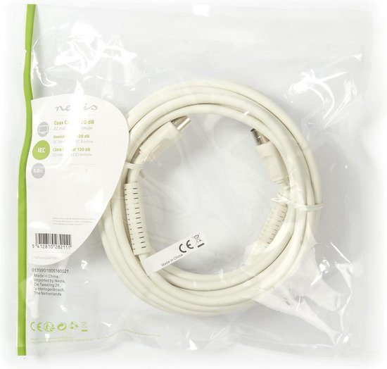 Coaxkabel 120 dB | IEC (Coax) Male - IEC (Coax) Female | 1,5 m | Wit - afbeelding 11