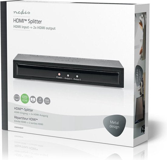 HDMI-Splitter - 2 poort(en) - HDMI Input - 2x HDMI Output - 4K@30Hz - 3.4 Gbps - Metaal - Antraciet - afbeelding 5