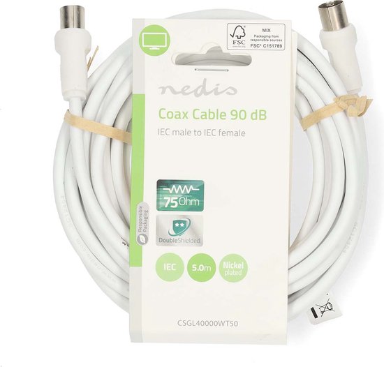 Nedis Coaxkabel 90 dB IEC (Coax) M-IEC (Coax) F WH - afbeelding 14