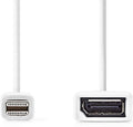 Nedis Mini DisplayPort-Kabel - DisplayPort 1.2 - Mini-DisplayPort Male - DisplayPort Female - 21.6 Gbps - Vernikkeld - 0.20 m - Rond - PVC - Wit - Polybag - afbeelding 1