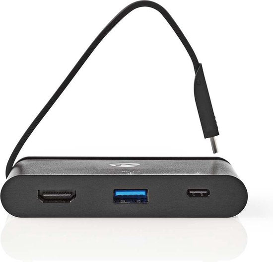 USB Multi-Port Adapter - USB 3.2 Gen 1 - USB-C Male - HDMI Female / USB-A Female / USB-C Female - Rond - Vernikkeld - Zwart - Window Box met Euro Lock - afbeelding 2