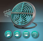 USB Ventilator - Relin Fany - Mini Tafelventilator - Kantelbaar - Aan/Uit Schakelaar - Rond - Grijs/Blauw - afbeelding 4