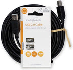 Nedis USB-Kabel - USB 2.0 - USB-A Male - USB-B Male - 480 Mbps - Vernikkeld - m - Rond - PVC - Zwart - afbeelding 3