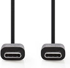 Nedis USB-Kabel - USB 2.0 - USB-C Male - USB-C Male - 60 W - 480 Mbps - Vernikkeld - 1.00 m - Rond - PVC - Zwart - Doos - afbeelding 2
