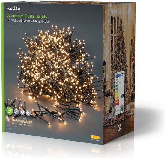 Nedis Kerstverlichting - Cluster - 1512 LED's - Warm Wit - 11.00 m - Licht effecten: 7 - Binnen & Buiten - Netvoeding - afbeelding 1