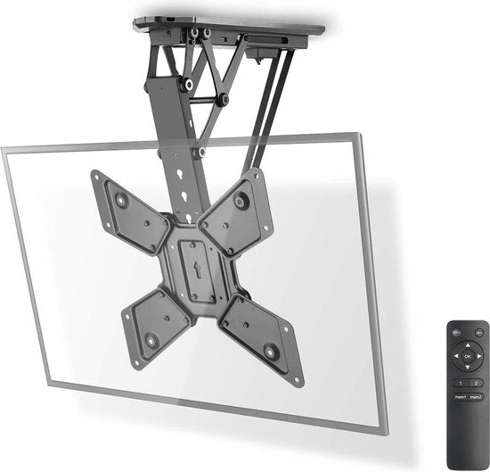 Nedis Gemotoriseerde TV-plafondbeugel - 23 - 55 " - Maximaal schermgewicht: 30 kg - Kantelbaar - Maximale plafondafstand: 663 mm - Minimale plafondafstand: 108 mm - Afstandbestuurbaar - Staal - Zwart - afbeelding 1