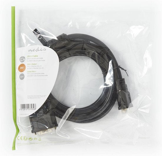 Nedis DVI-Kabel - DVI-I 24+5-Pin Male - DVI-I 24+5-Pin Male - 2560x1600 - Vernikkeld - 2.00 m - Recht - PVC - Zwart - Envelop - afbeelding 6