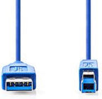 Nedis USB-Kabel - USB 3.2 Gen 1 - USB-A Male - USB-B Male - 5 Gbps - Vernikkeld - 3.00 m - Rond - PVC - Blauw - Envelop - afbeelding 5