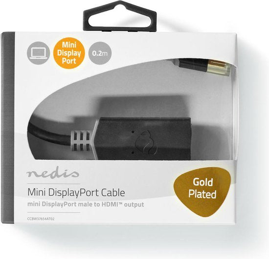 Nedis Mini DisplayPort-Kabel - DisplayPort 1.4 - Mini-DisplayPort Male - HDMI Output - 48 Gbps - Verguld - 0.20 m - Rond - PVC - Antraciet - Window Box - afbeelding 5