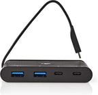 Nedis USB Multi-Port Adapter - USB 3.2 Gen 2 - USB-C Male - 2x USB-A / 2x USB-C - Rond - Vernikkeld - Zwart - Doos - afbeelding 2