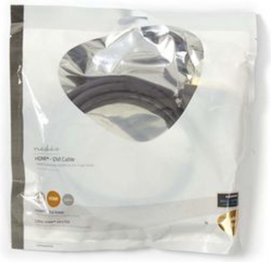 Nedis HDMI Kabel - HDMI Connector - DVI-D 24+1-Pins Male - 1080p - Verguld - 2.00 m - Recht - PVC - Antraciet - Polybag - afbeelding 5