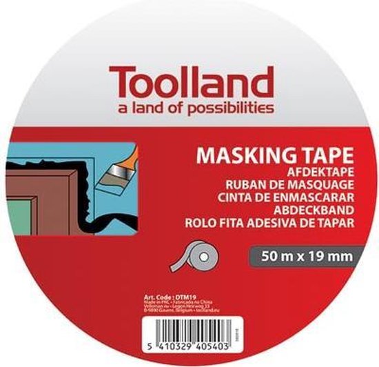 Toolland Afplaktape, zelfklevend, laat geen lijmresten na, 19 mm x 50 m - afbeelding 2