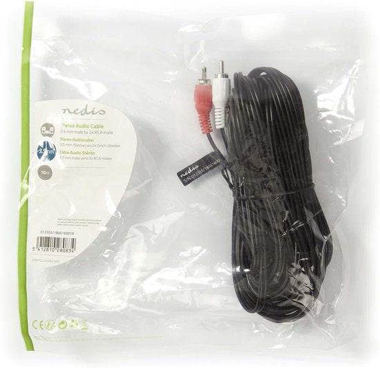 Nedis Stereo-Audiokabel - 3,5 Male - 2x RCA Male - Vernikkeld - m - Rond - Zwart - Doos - afbeelding 4