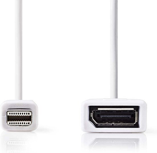 Nedis Mini DisplayPort-Kabel - DisplayPort 1.2 - Mini-DisplayPort Male - DisplayPort Female - 21.6 Gbps - Vernikkeld - 0.20 m - Rond - PVC - Wit - Polybag - afbeelding 3