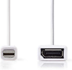 Nedis Mini DisplayPort-Kabel - DisplayPort 1.2 - Mini-DisplayPort Male - DisplayPort Female - 21.6 Gbps - Vernikkeld - 0.20 m - Rond - PVC - Wit - Polybag - afbeelding 3