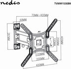 Nedis Draai en Kantelbare TV Muurbeugel - 23 t/m 55 Inch - Max 30 Kg - Zwart - afbeelding 3