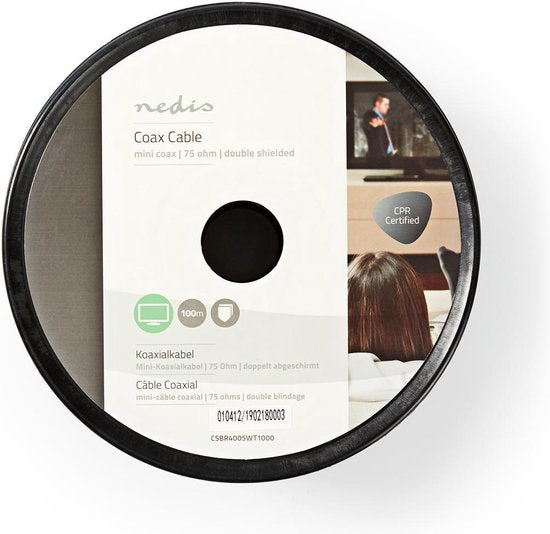 Nedis Coaxkabel op Haspel - Mini Coax - 75 Ohm - Enkelvoudig Afgeschermd - ECA - 100.0 m - Coax - PVC - Wit - Rol - afbeelding 3