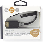 Nedis DisplayPort-Kabel - DisplayPort Male - HDMI Connector - 4K@30Hz - Verguld - 0.20 m - Rond - PVC - Antraciet - Doos - afbeelding 2
