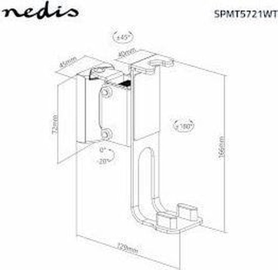 Nedis Speakerbeugel - Geschikt voor Sonos® One SL™ / Sonos® One™ / Sonos® PLAY:1™ - Wand - 3 kg - Draaibaar / Kantelbaar / Zwenken - Kantelbaar - Draaibaar - Staal - Wit - afbeelding 15