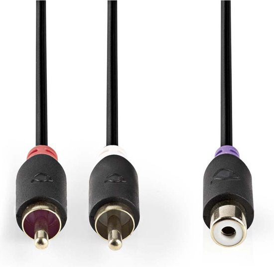 Nedis Stereo-Audiokabel - 2x RCA Male - RCA Female - Verguld - 0.20 m - Rond - Antraciet - Doos - afbeelding 6