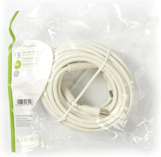 Coaxkabel 120 dB | IEC (Coax) Male - IEC (Coax) Female | 1,5 m | Wit - afbeelding 4