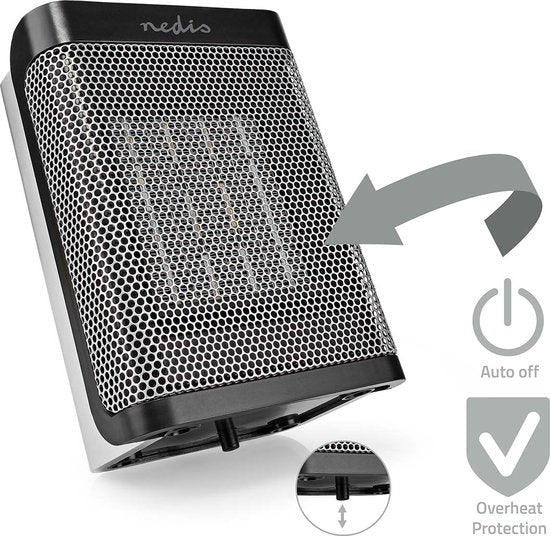 Nedis Keramische PTC-Ventilatorkachel - 1000 / 1500 W - 2 Verwarmingsmodi - Instelbare thermostaat - Oververhittingsbeveiliging - Omvalpreventie - afbeelding 3