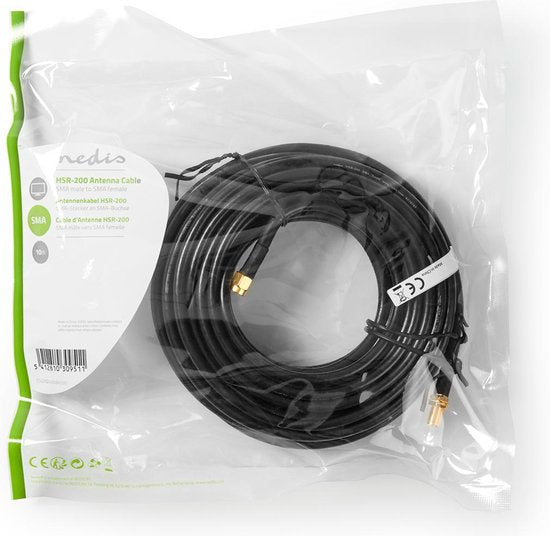 Nedis Antennekabel - SMA Male - SMA Female - Verguld - 50 Ohm - Dubbel Afgeschermd - 10.0 m - Rond - PVC - Zwart - Label - afbeelding 5