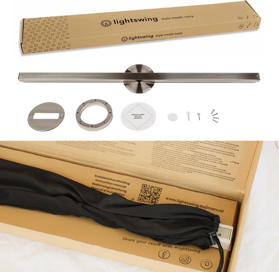 Lightswing® Single 90cm - Ophangsysteem voor één Hanglamp tot 3,5 KG - Roestvrij Staal - 80cm Verplaatsbare Verlichting - Verstelbare Hanglamp Systeem - Hanglampen Eetkamer - afbeelding 7