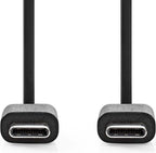Nedis USB-Kabel - USB 2.0 - USB-C Male - USB-C Male - 60 W - 480 Mbps - Vernikkeld - 1.00 m - Rond - PVC - Zwart - Label - afbeelding 1