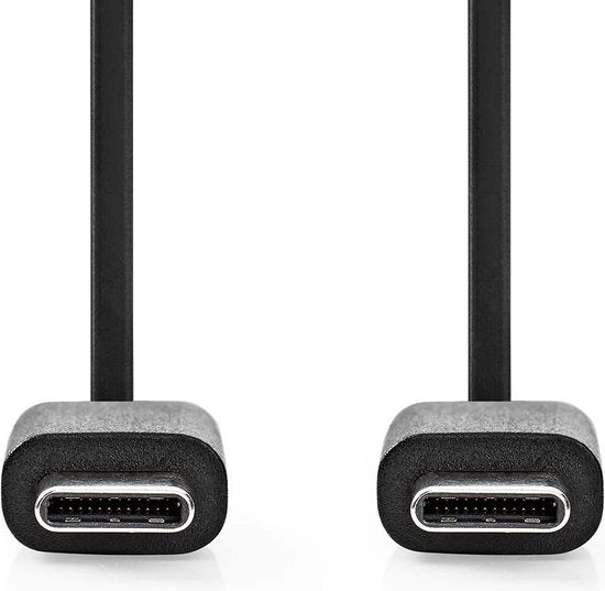 Nedis USB-Kabel - USB 2.0 - USB-C Male - USB-C Male - 60 W - 480 Mbps - Vernikkeld - 1.00 m - Rond - PVC - Zwart - Label - afbeelding 1