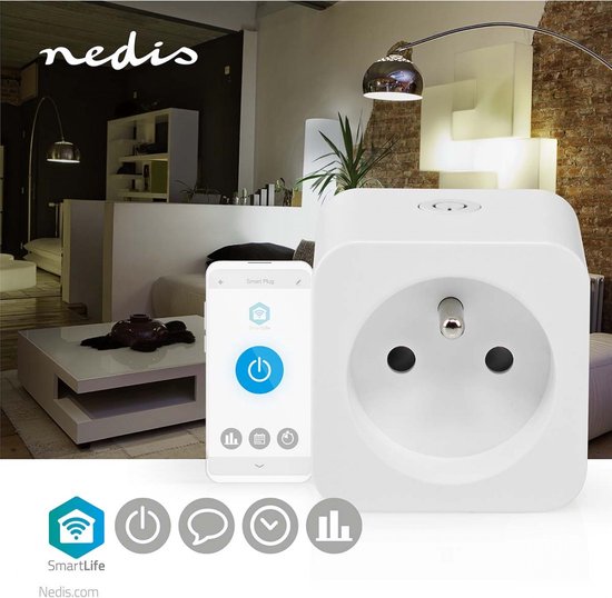 Nedis SmartLife Slimme Stekker - Wi-Fi - IP21 - Energiemeter - 3680 W - France / Type-E (CEE 7/6) - 0 - 55 °C - Android / IOS - Wit - 1 Stuks - afbeelding 8