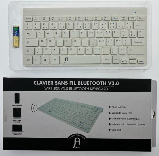 Amarina Wireless V3.0 Bluetooth Keyboard AZERTY wit - afbeelding 1