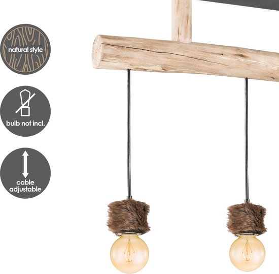 Home Sweet Home - Landelijke Hanglamp Furdy - geschikt voor E27 LED lichtbron - 3 lichts hanglamp gemaakt van Hout - 60/60/131cm - Pendellamp - afbeelding 7