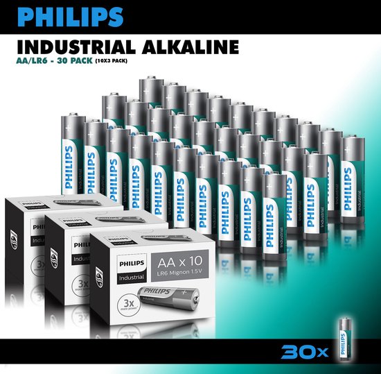 Philips Industrial Alkaline batterijen - AA penlite batterijen - voordeelverpakking - 30 stuks - afbeelding 1