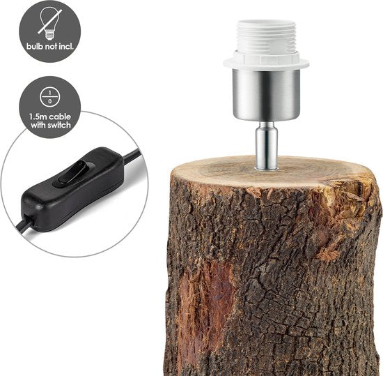 Home Sweet Home - Landelijke tafellamp voet Treetrunk voor lampenkap - 13.5/13.5/26cm - gemaakt van Hout - geschikt voor E27 LED lichtbron - voor lampenkap met doorsnede max.35cm - afbeelding 7