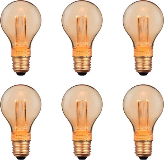 Nordlux - LED lamp - 6-pack - Gold Finisch - 1800K - Dimbaar - Retro Deco - E27 - Goud - afbeelding 1
