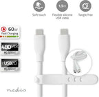 Nedis USB-Kabel - USB 2.0 - USB-C Male - USB-C Male - 60 W - 480 Mbps - Vernikkeld - 1.50 m - Rond - Silicone - Wit - Doos - afbeelding 3