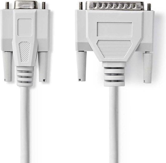 Seriële Kabel - D-SUB 25-Pins Male - D-SUB 9-Pins Female - Vernikkeld - 2.00 m - Rond - PVC - Ivoor - Envelop - afbeelding 3