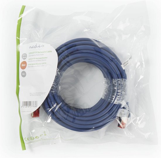 Nedis CAT6 Netwerkkabel - RJ45 Male - RJ45 Male - S/FTP - 10.0 m - Rond - LSZH - Blauw - Polybag - afbeelding 2