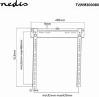 Nedis Vaste TV-Muurbeugel - 32 - 55 " - Maximaal schermgewicht: 55 kg - Minimale muurafstand: 9 mm - Staal - Zwart - afbeelding 7