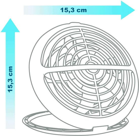 USB Ventilator - Relin Fany - Mini Tafelventilator - Kantelbaar - Aan/Uit Schakelaar - Rond - Grijs/Blauw - afbeelding 3