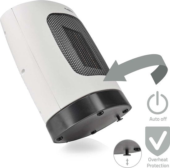Nedis Keramische PTC-Ventilatorkachel - 1000 / 2000 W - 2 Verwarmingsmodi - Instelbare thermostaat - Draait automatisch - Oververhittingsbeveiliging - Omvalpreventie - afbeelding 5