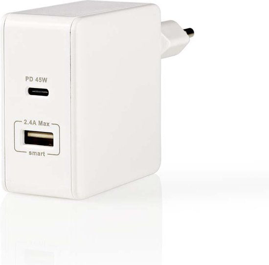 Nedis thuislader met 1 USB-C PD en 1 USB-A poort - 57W - afbeelding 2
